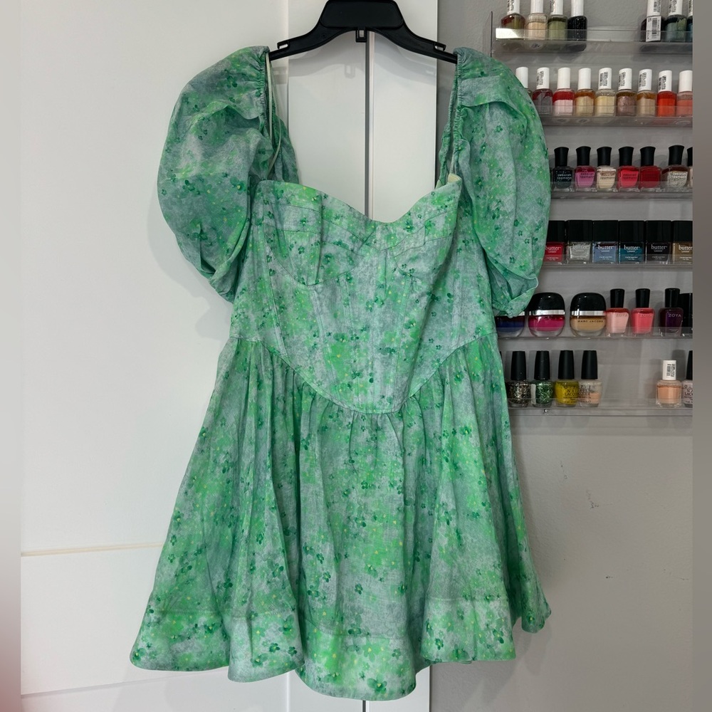 BNWT- Bardot Kiah Floral Print Corset Mini Dress Puff Sleeve Women size 10